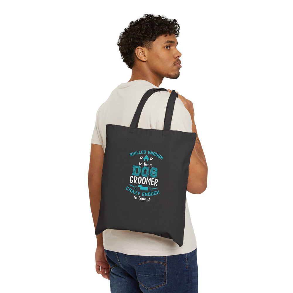 Skilled dog groomer tote bag