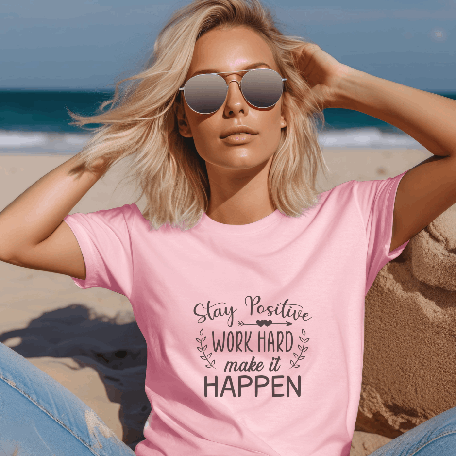 Stay Positive, Work Hard: Personalized Urban Tee for Your Daily Motivation