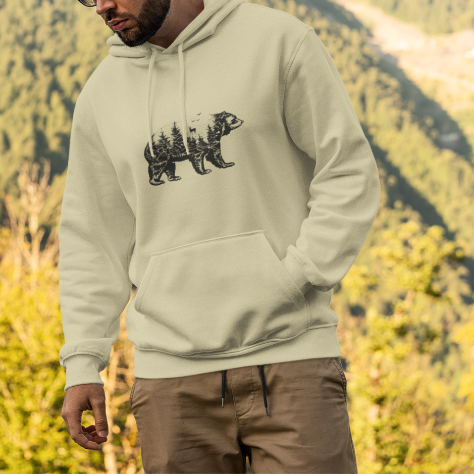 Explore wild terrain: Bear mountain hoodie for adventurers