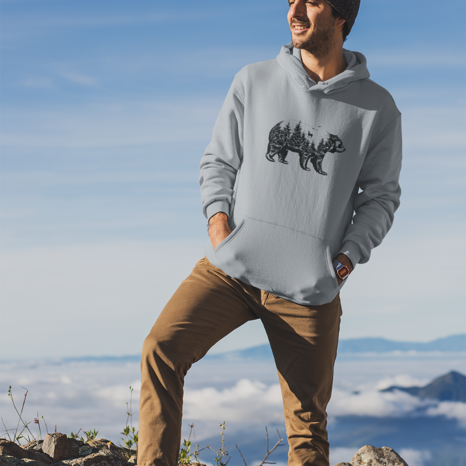 Explore wild terrain: Bear mountain hoodie for adventurers