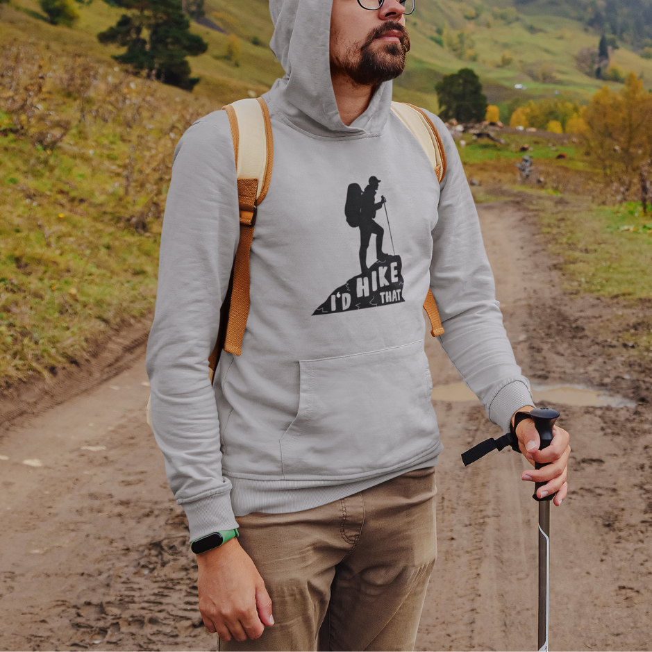 Conquer the trails: Explore with our 'I'd Hike That' hoodie!