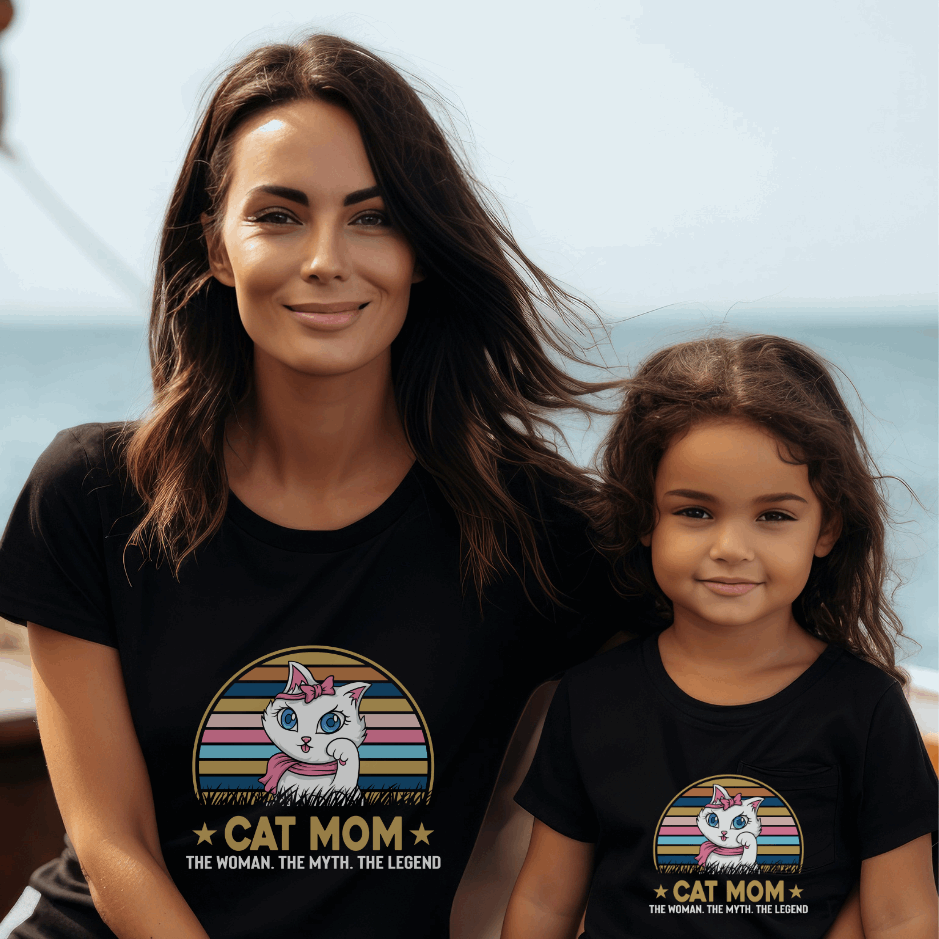 MOMS AND DAUGHTERS - PERFECT MOTHER-DAUGHTER MATCHING SHIRTS - SHOW YOUR FELINE LOVE TOGETHER - UNIQUE CAT MOMMY AND ME APPAREL - IDEAL GIFT FOR CAT-LOVING FAMILIES