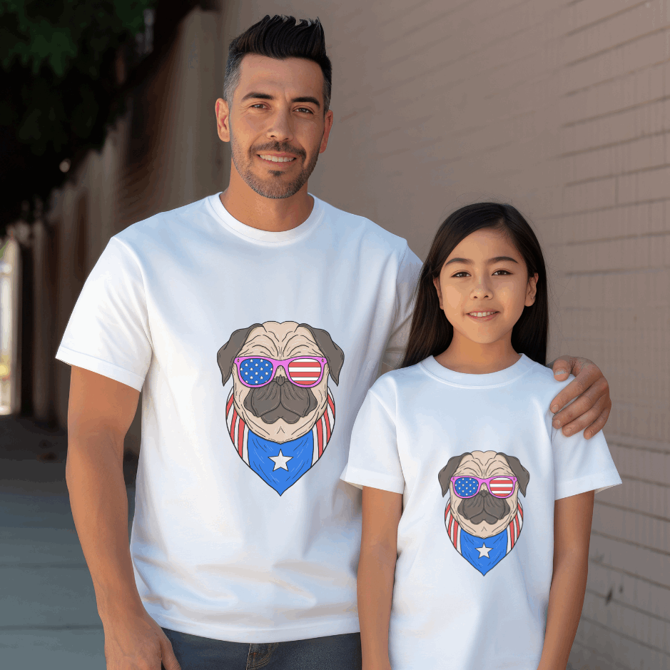 Patriotic American, Style Dog Patriotic T-Shirt, Flag USA, Funny Stylish Gift Dad, Pet Lover, Patriotic American Dog, Bulldog